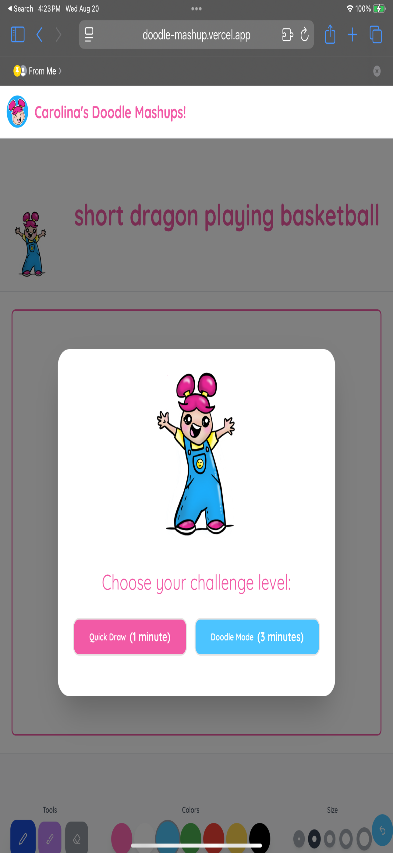 Doodle Mashups app — drawing canvas
