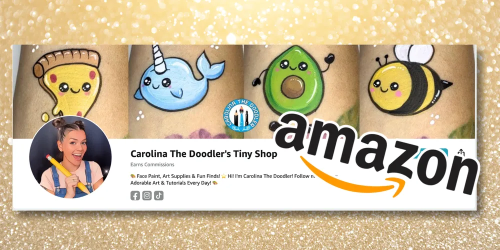 Carolina The Doodler's Amazon Tiny Shop banner with face paint designs