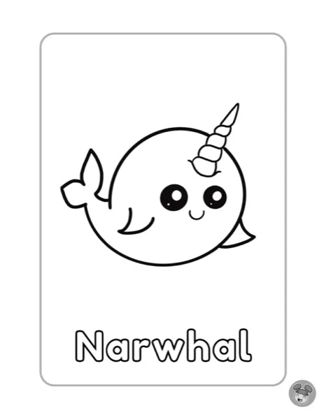 First page of Playful Narwhal Coloring Page