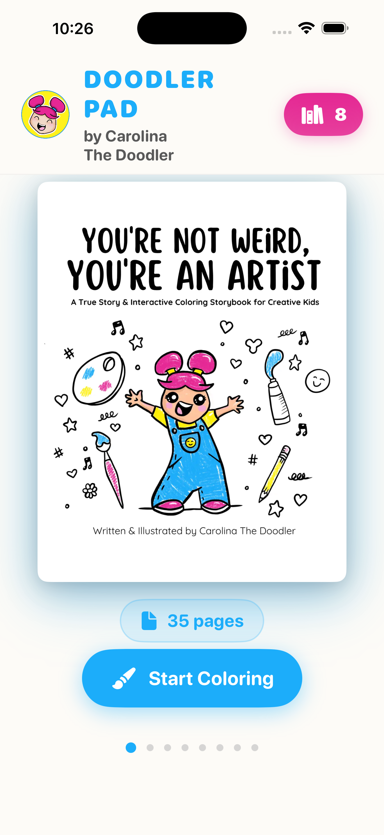 Doodler Pad — book library with colorful covers